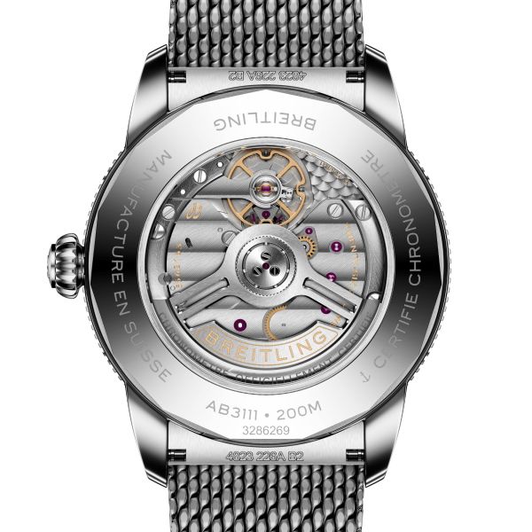 Breitling Superocean Heritage B31 automatic black dial mesh bracelet 42 mm