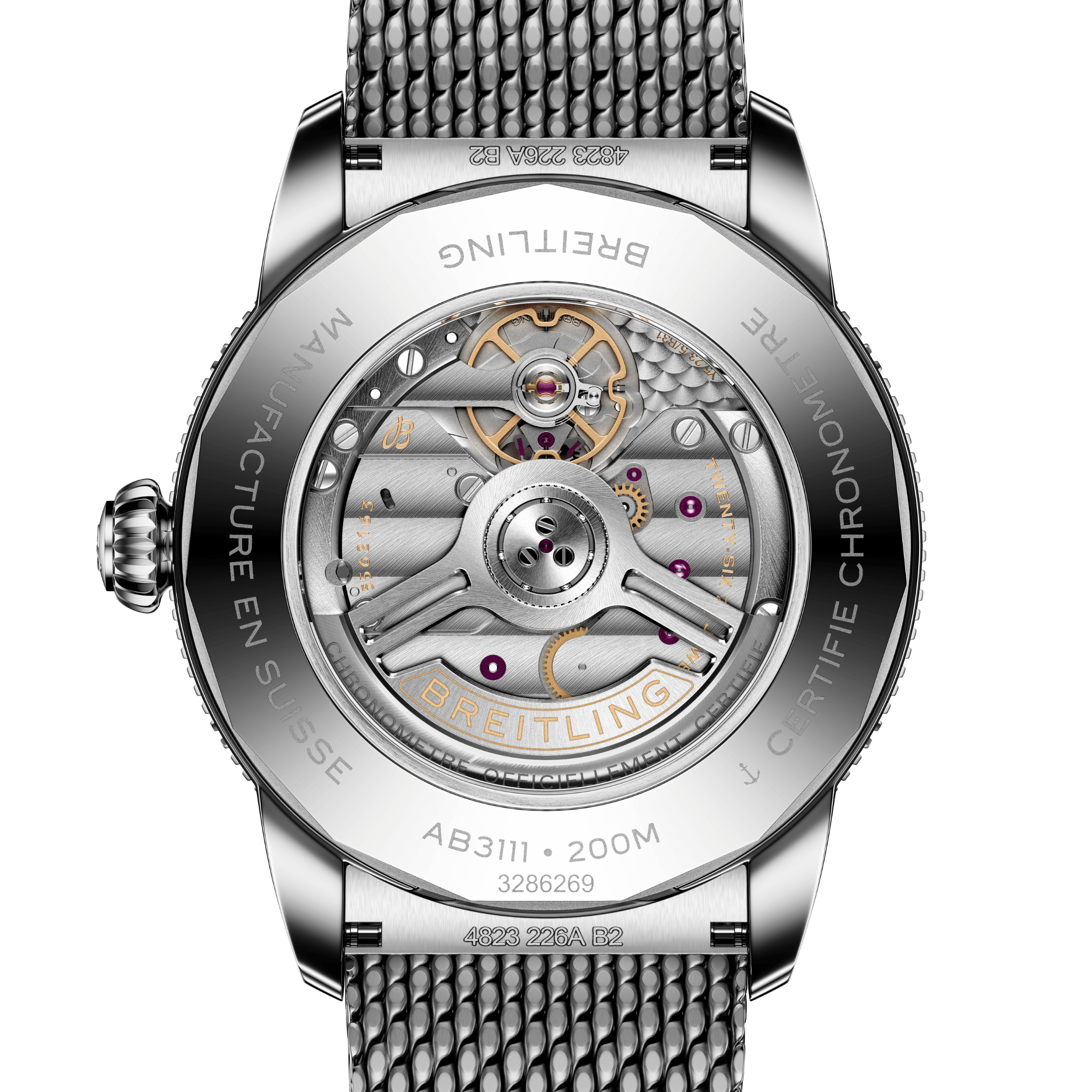 Breitling Superocean Heritage B31 automatic black dial mesh bracelet 42 mm