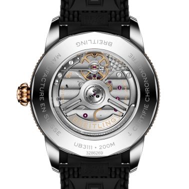 Montre Breitling Superocean Heritage B31 Acier & Or Rouge automatique cadran noir bracelet caoutchouc 42 mm