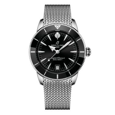 Breitling Superocean Heritage B31 automatic black dial mesh bracelet 40 mm