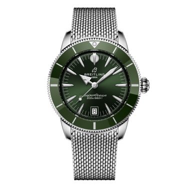 Breitling Superocean Heritage B31 automatic green dial mesh bracelet 40 mm