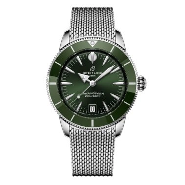 Breitling Superocean Heritage B31 automatic green dial mesh bracelet 40 mm