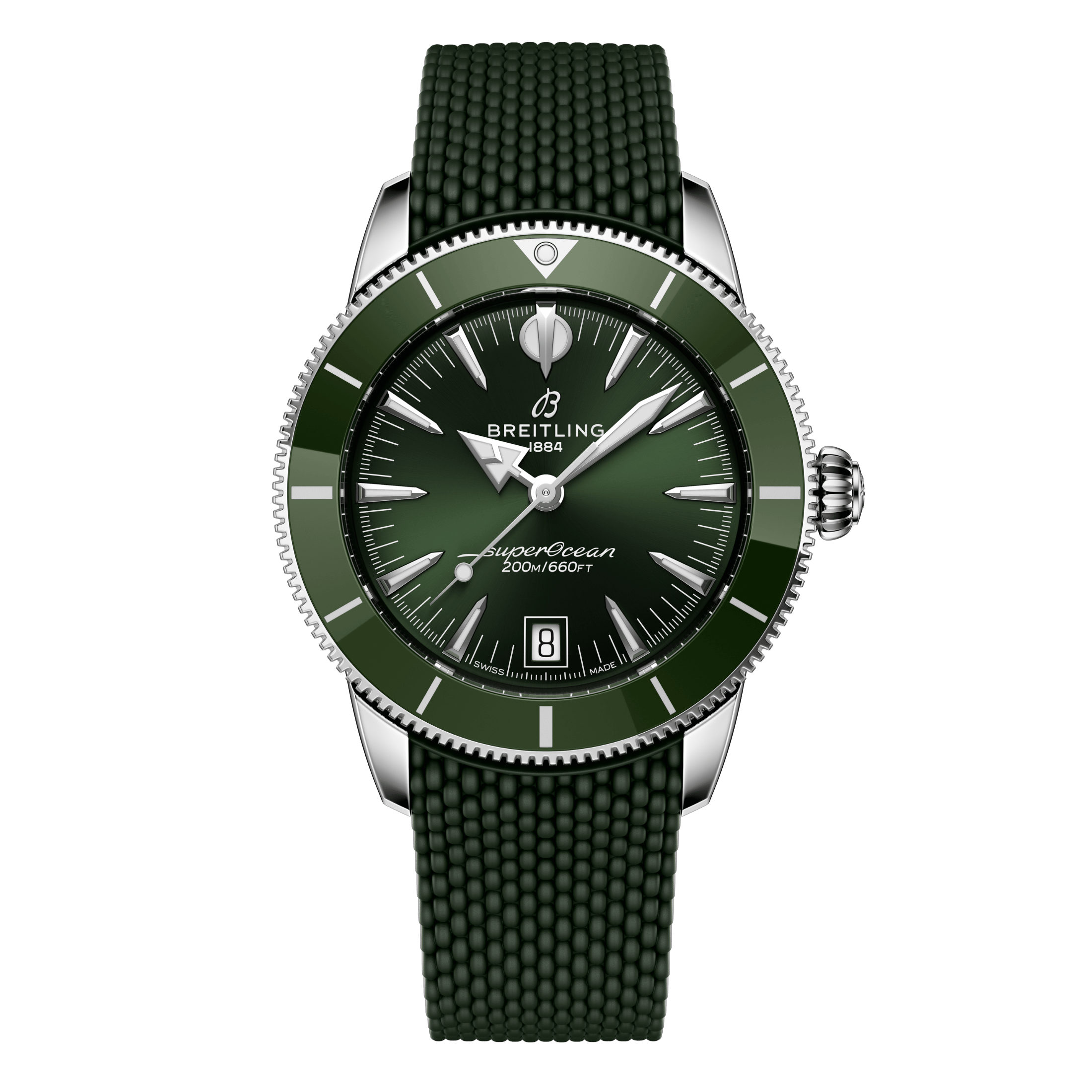 Montre Breitling Superocean Heritage B31 automatique cadran vert bracelet caoutchouc 40 mm