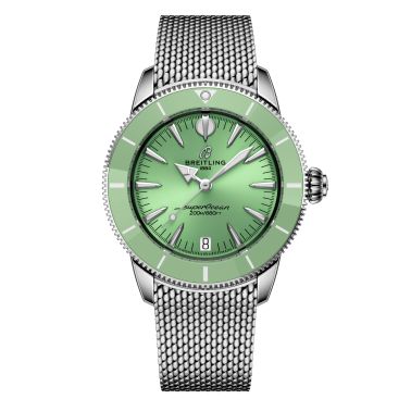 Montre Breitling Superocean Heritage automatique cadran vert bracelet maille milanaise 36 mm