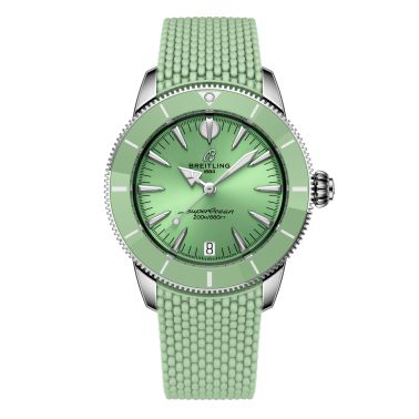 Montre Breitling Superocean Heritage automatique cadran vert bracelet caoutchouc 36 mm