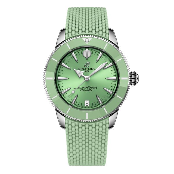 Breitling Superocean Heritage automatic green dial rubber strap 36 mm