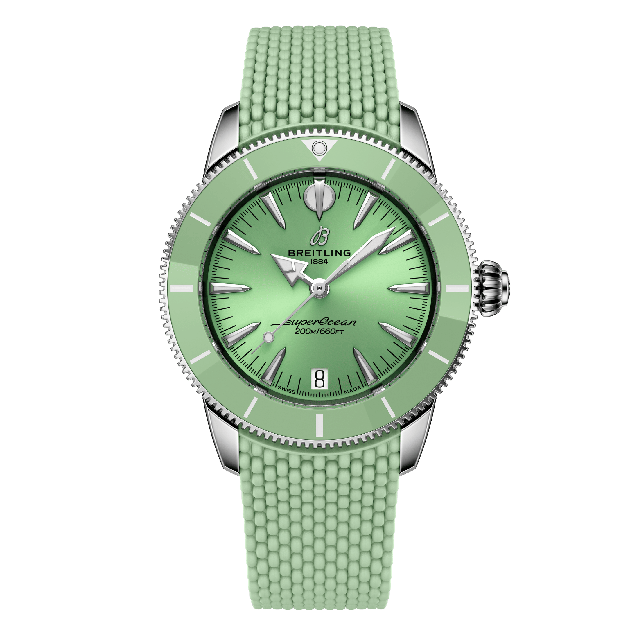 Breitling Superocean Heritage automatic green dial rubber strap 36 mm
