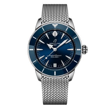 Montre Breitling Superocean Heritage automatique cadran bleu bracelet maille milanaise 36 mm