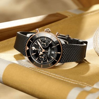 Breitling Superocean Heritage B01 Chrono Steel & Red Gold automatic black dial rubber strap 42 mm
