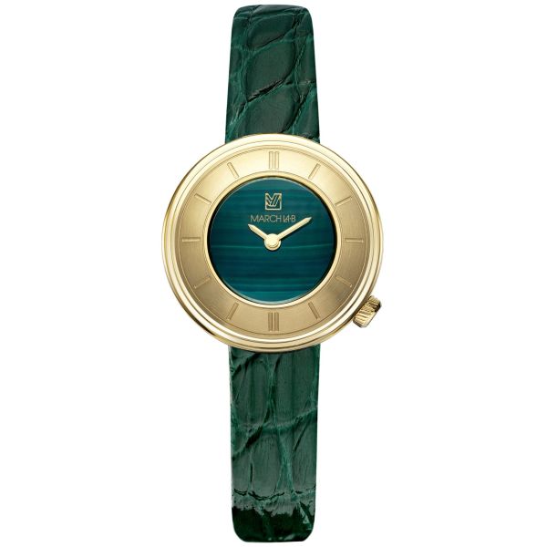 March LA.B Lady VOLANTE watch with green dial,green leather strap, 30 mm