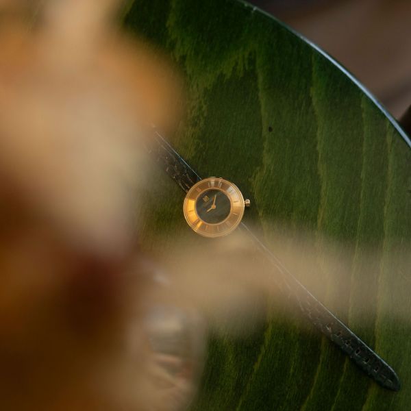 March LA.B Lady VOLANTE watch with green dial,green leather strap, 30 mm