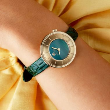 March LA.B Lady VOLANTE watch with green dial,green leather strap, 30 mm