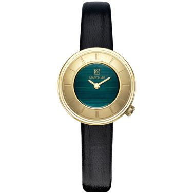Montre March LA.B Lady VOLANTE Malachite cadran vert bracelet cuir noir 30 mm