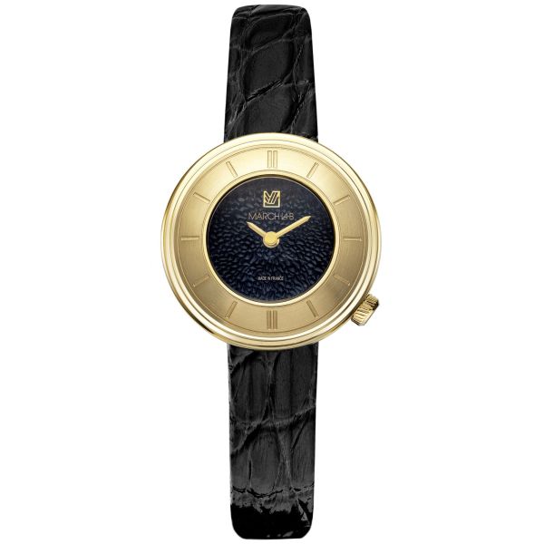 copy ofMarch LA.B Lady VOLANTE Caviar Supreme watch with black dial and black leather strap, 30 mm