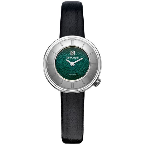 March LA.B Lady VOLANTE Caviar Forest watch with green dial and black leather strap, 30 mm
