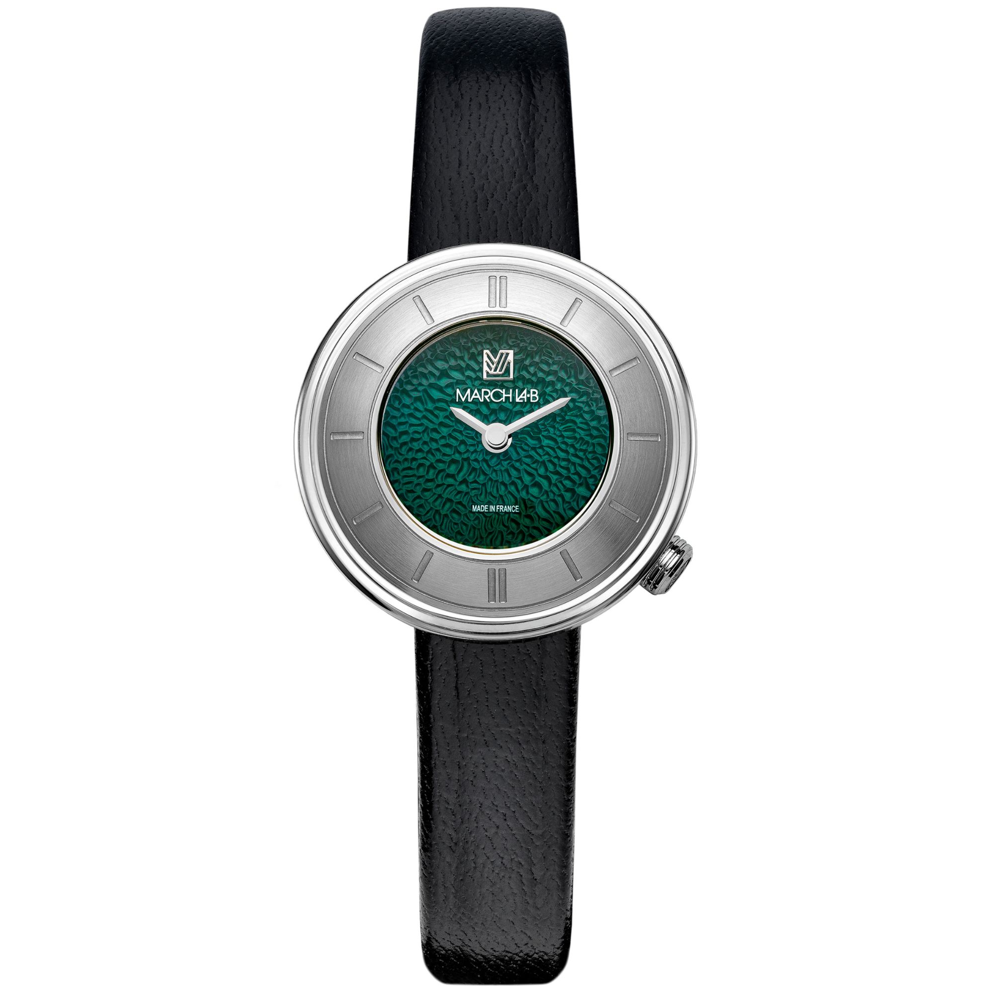 Montre March LA.B Lady VOLANTE Caviar Forest cadran vert bracelet cuir noir 30 mm