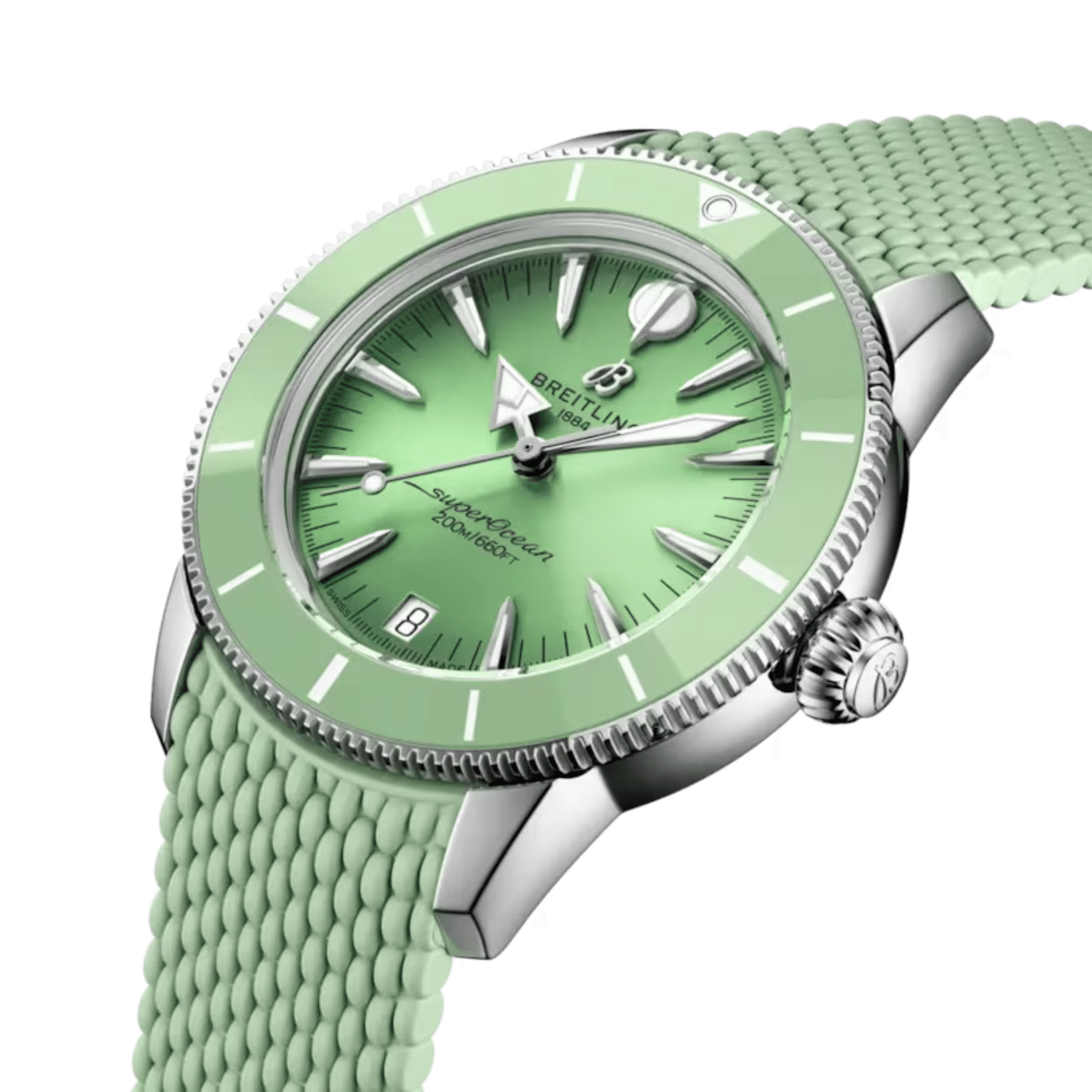 Breitling Superocean Heritage automatic green dial rubber strap 36 mm