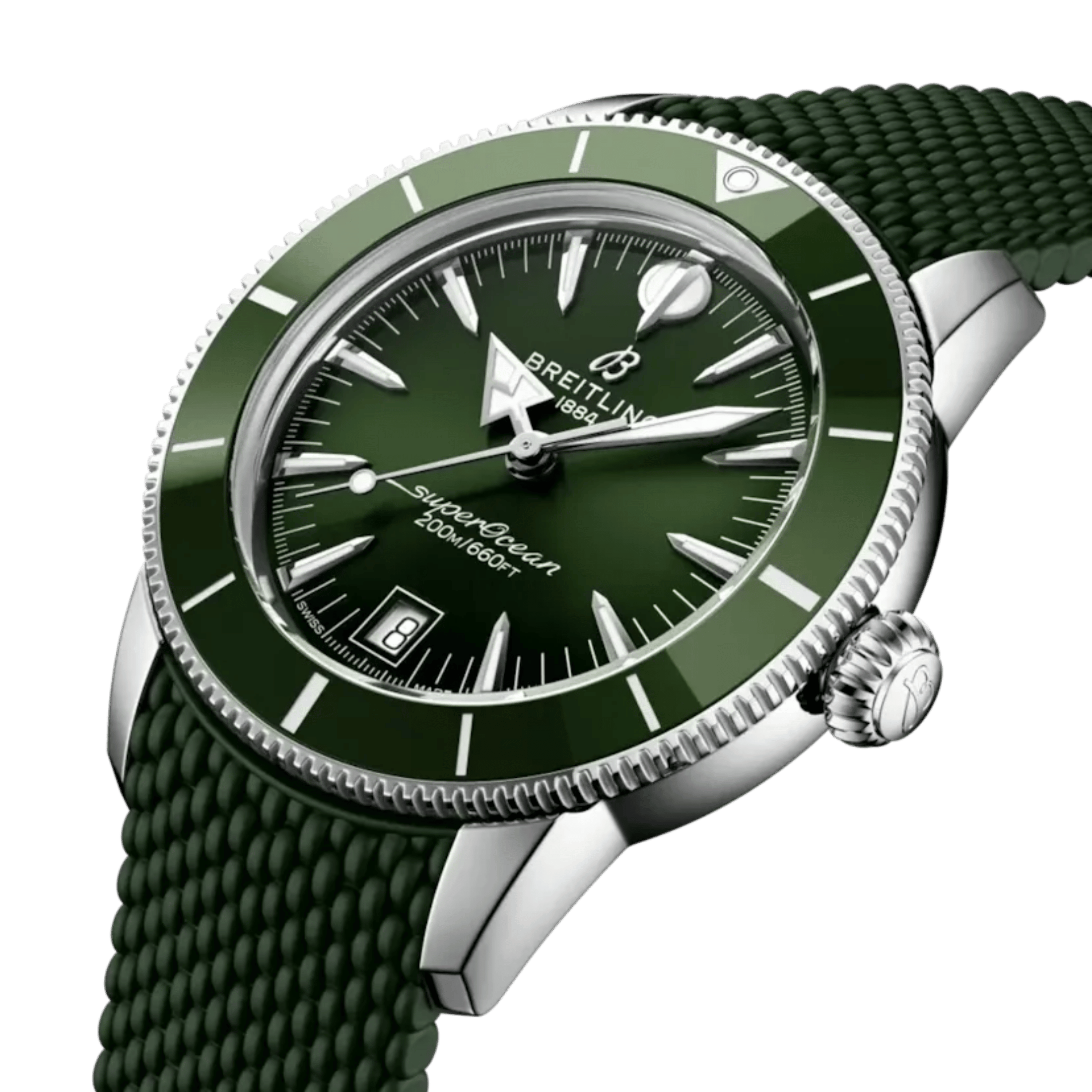 Montre Breitling Superocean Heritage B31 automatique cadran vert bracelet caoutchouc 40 mm