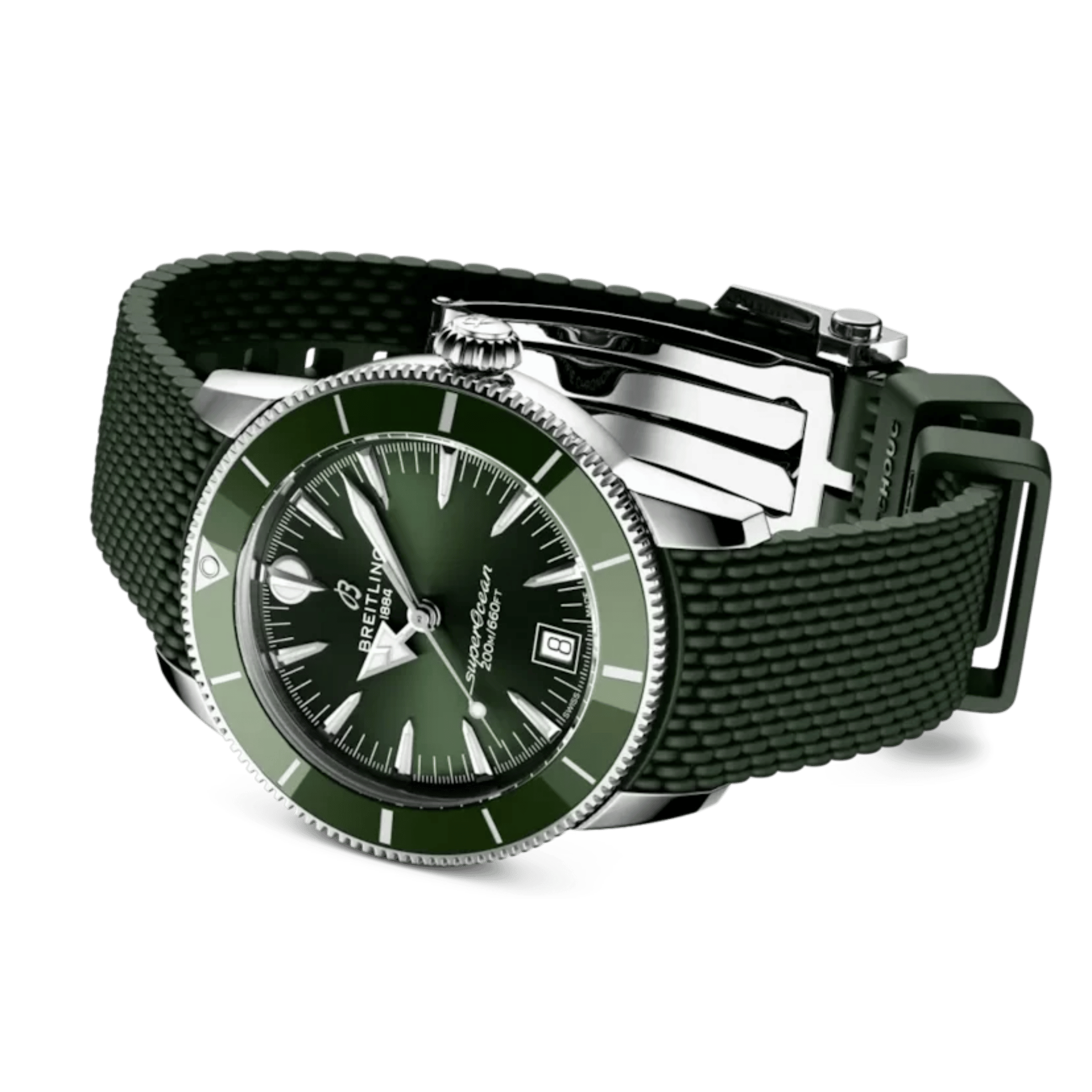 Montre Breitling Superocean Heritage B31 automatique cadran vert bracelet caoutchouc 40 mm