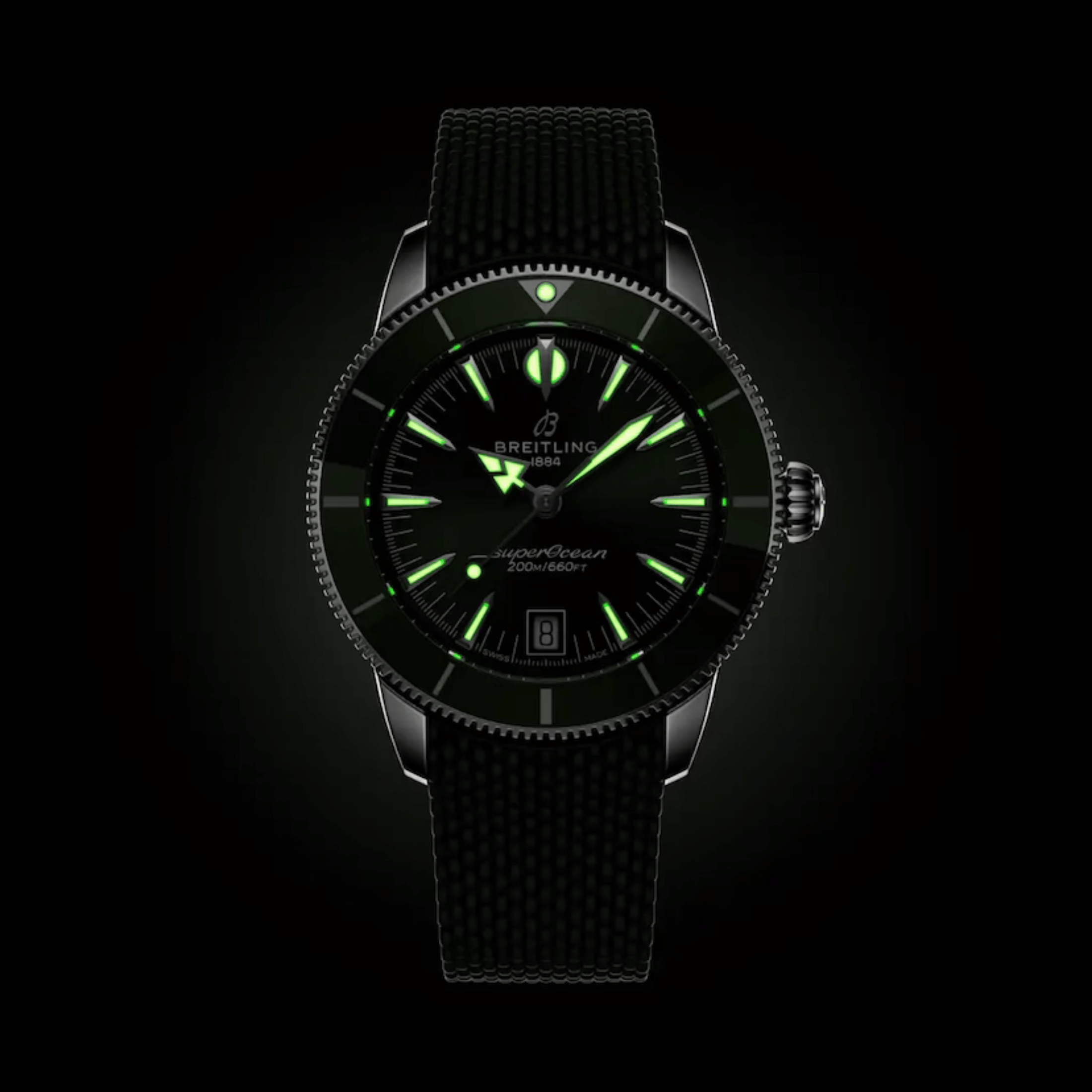 Montre Breitling Superocean Heritage B31 automatique cadran vert bracelet caoutchouc 40 mm