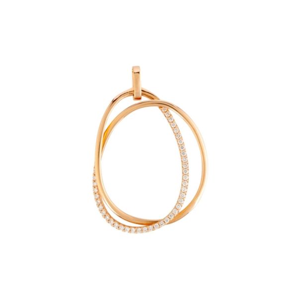 Necklace Double Anneaux in pink gold and diamonds