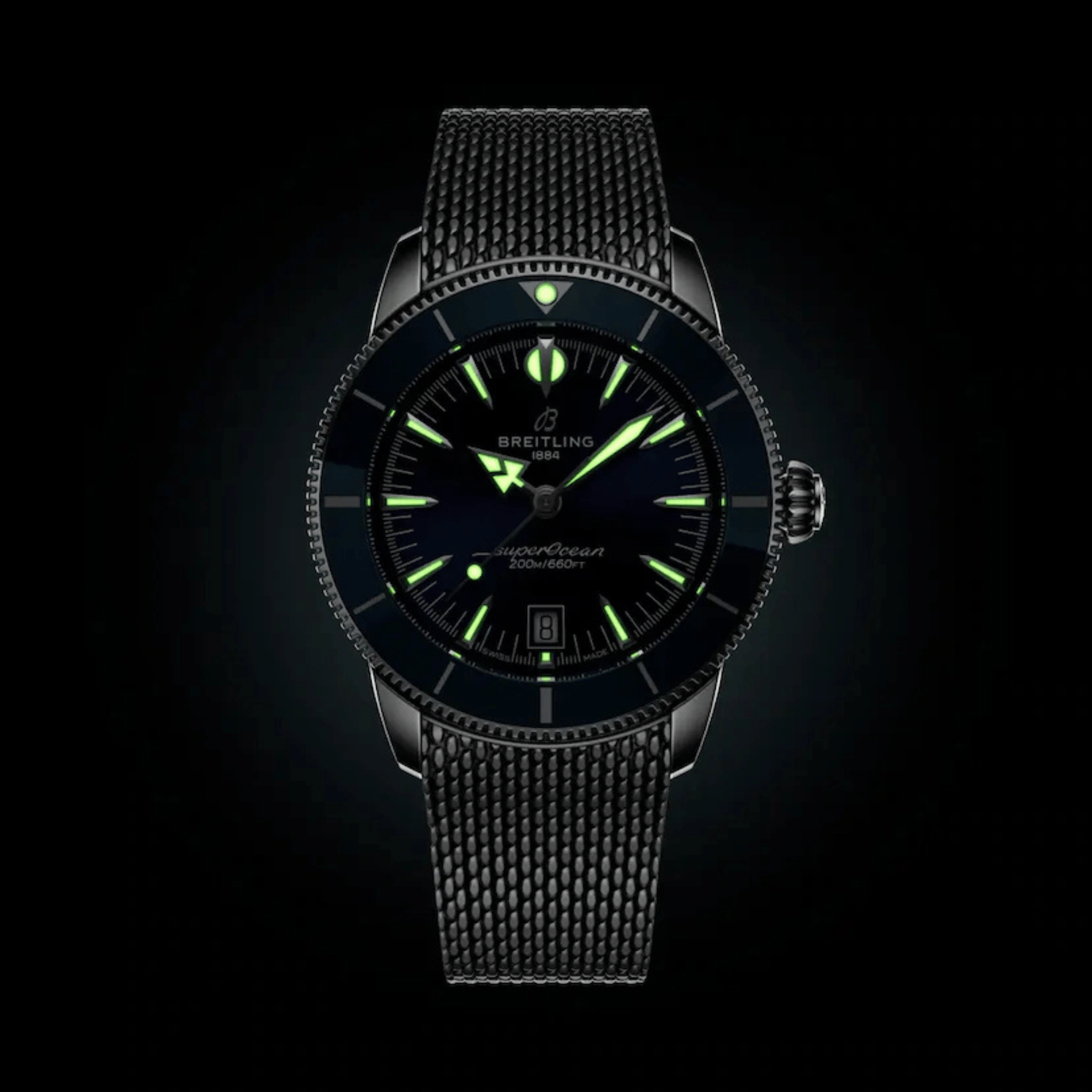 Montre Breitling Superocean Heritage B31 automatique cadran bleu bracelet maille milanaise 42 mm