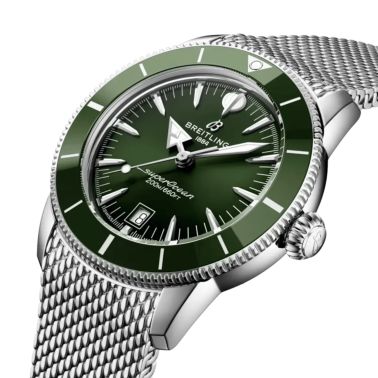 Montre Breitling Superocean Heritage B31 automatique cadran vert bracelet maille milanaise 42 mm