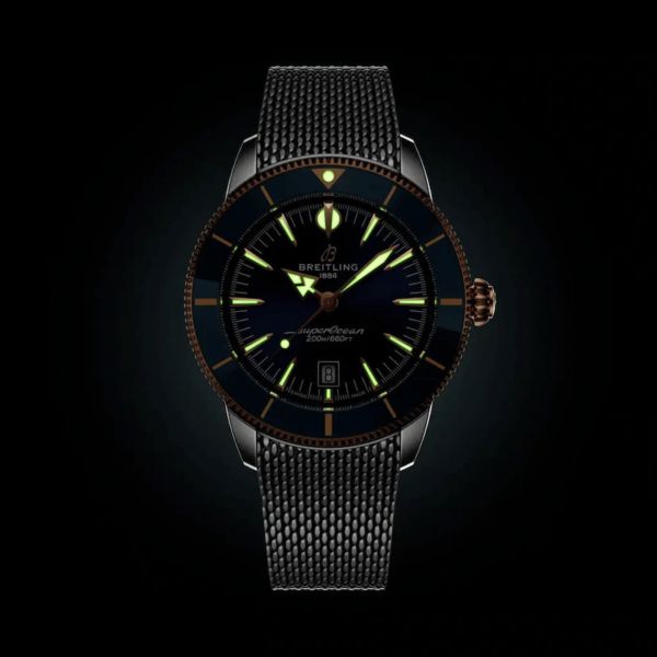 Breitling Superocean Heritage B31 Steel & Red Gold automatic blue dial mesh bracelet 44 mm