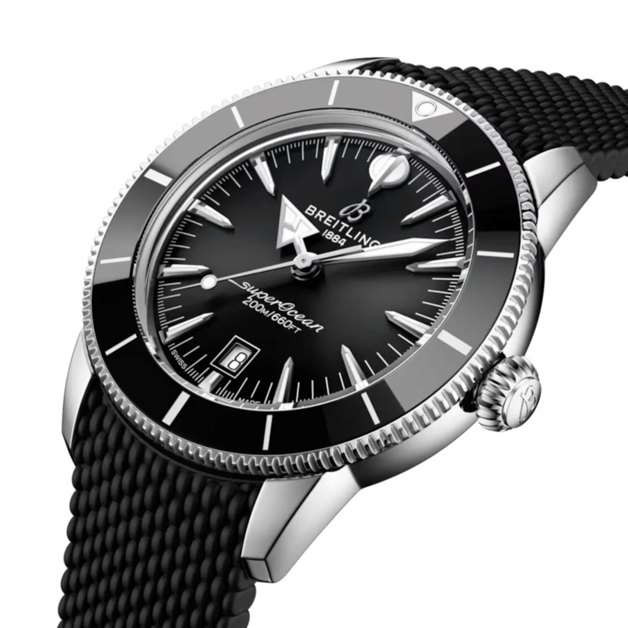 Montre Breitling Superocean Heritage B31 automatique cadran noir bracelet caoutchouc 44 mm