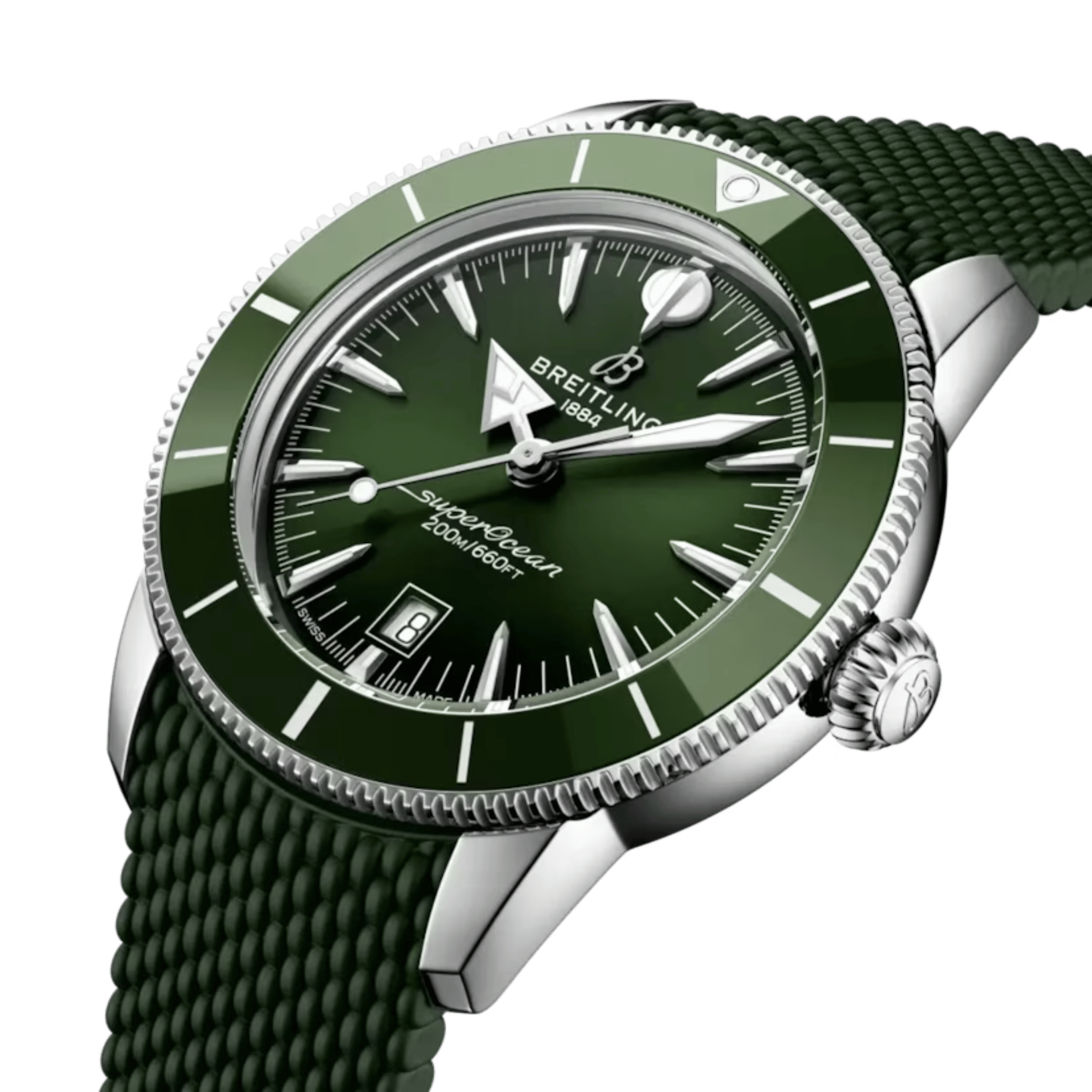 Montre Breitling Superocean Heritage B31 automatique cadran vert bracelet caoutchouc 44 mm