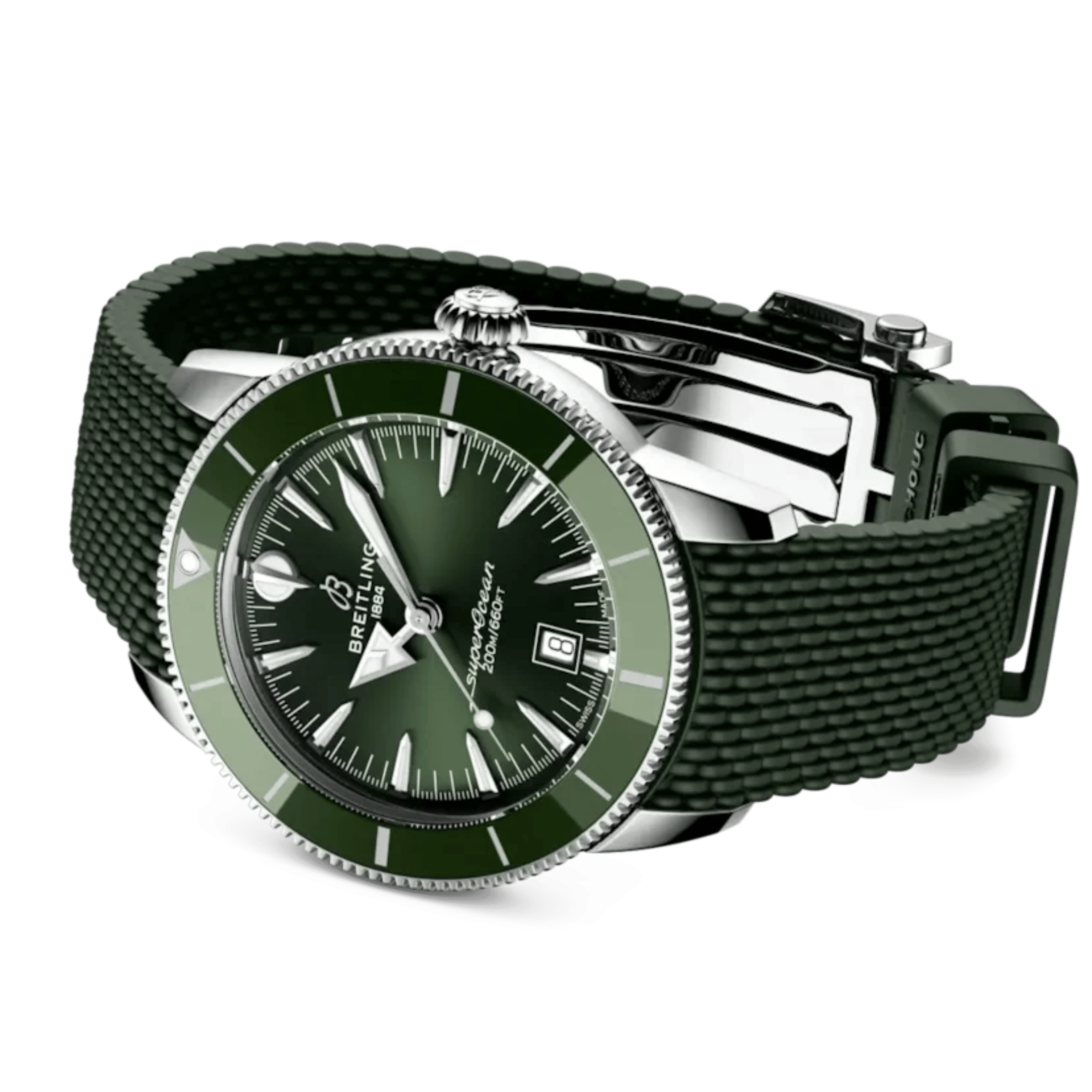 Montre Breitling Superocean Heritage B31 automatique cadran vert bracelet caoutchouc 44 mm