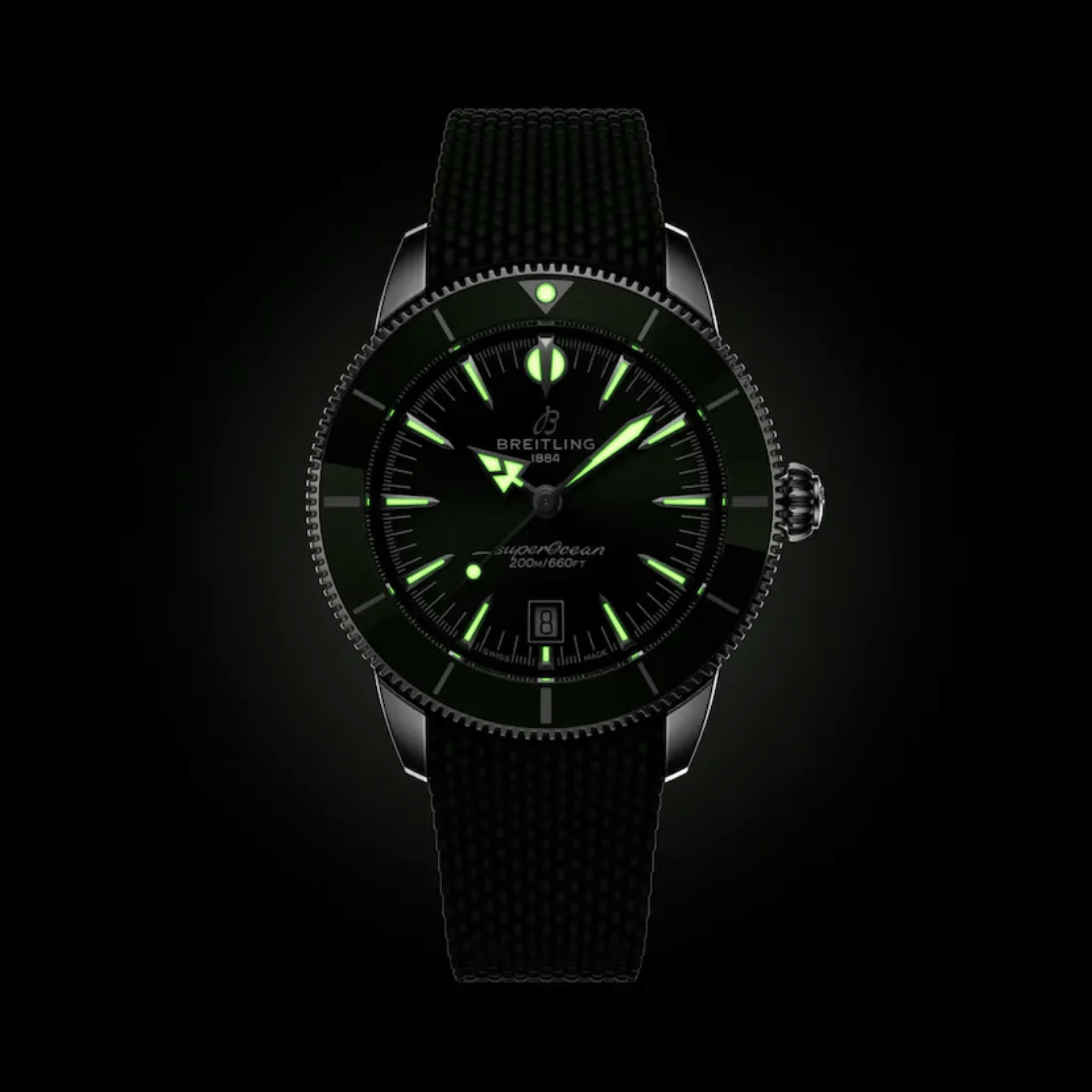Breitling Superocean Heritage B31 automatic green dial rubber strap 44 mm