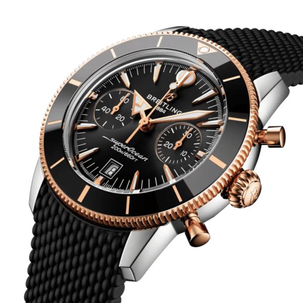 Breitling Superocean Heritage B01 Chrono Steel & Red Gold automatic black dial rubber strap 42 mm