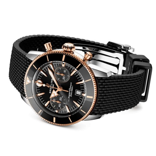 Breitling Superocean Heritage B01 Chrono Steel & Red Gold automatic black dial rubber strap 42 mm