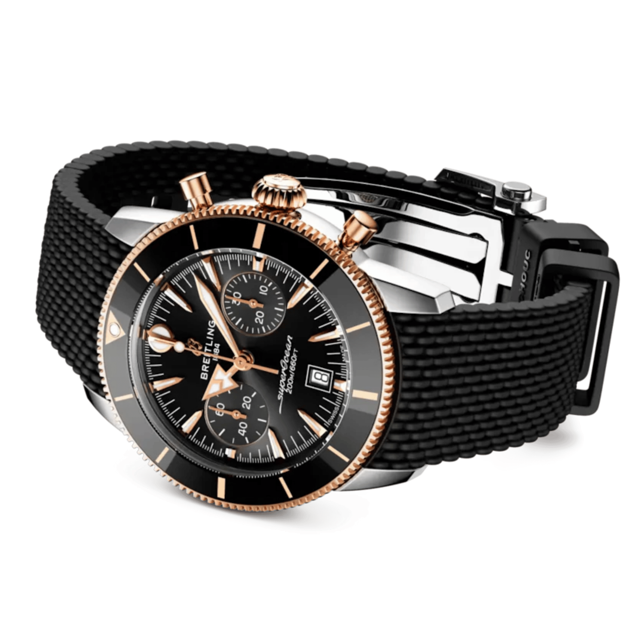 Breitling Superocean Heritage B01 Chrono Steel & Red Gold automatic black dial rubber strap 42 mm