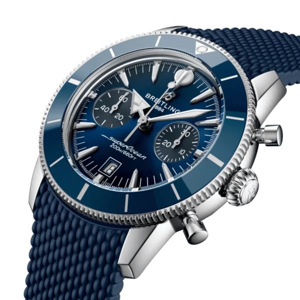 Breitling Superocean Heritage B01 Chrono automatic blue dial rubber strap 42 mm
