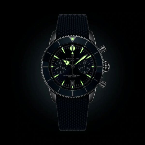 Breitling Superocean Heritage B01 Chrono automatic blue dial rubber strap 42 mm