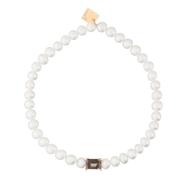 Bracelet Ginette NY Cocktail en or rose, perles et quartz fumé