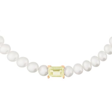 Ginette NY Cocktail bracelet in rose gold, pearls, and lemon quartz