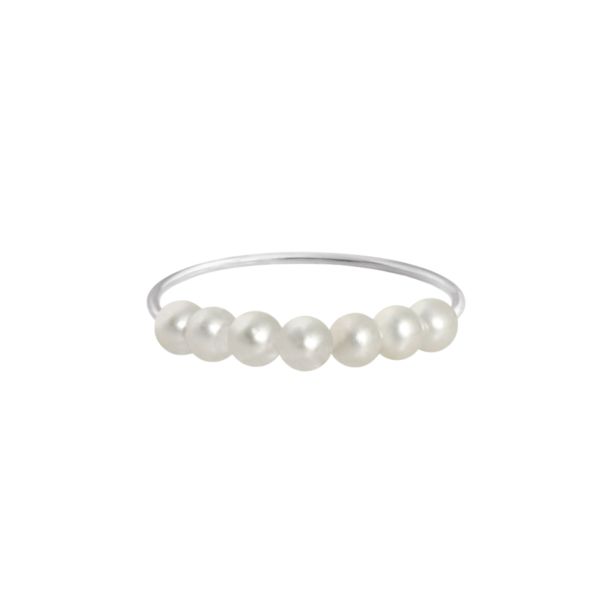 Bague Claverin Fresh Princess Diamond en or blanc et perles blanches
