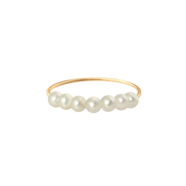 Bague Claverin Fresh Princess Diamond en or jaune et perles blanches