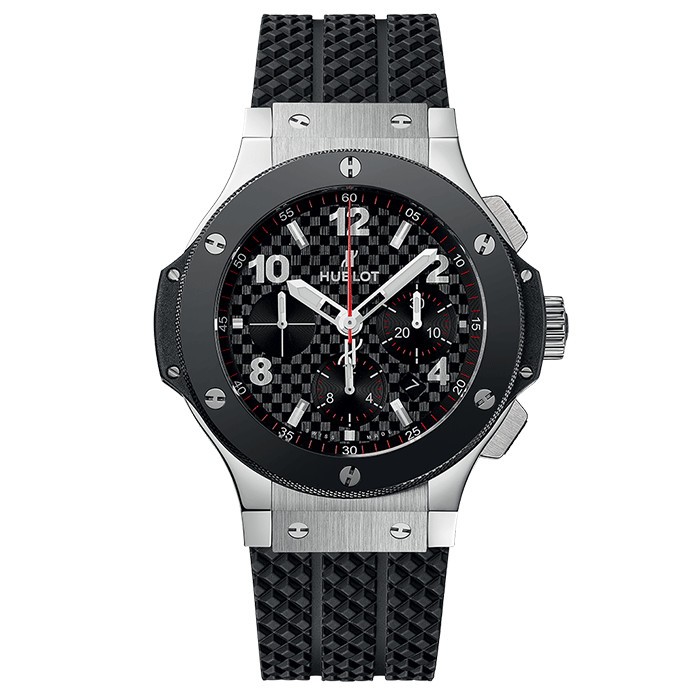 Montre Hublot Big Bang Steel Ceramic cadran effet carbone bracelet caoutchouc noir 44 mm