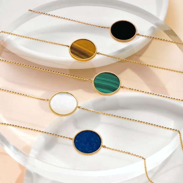 Lepage Colette bracelet Lune Perlée in rose gold and onyx