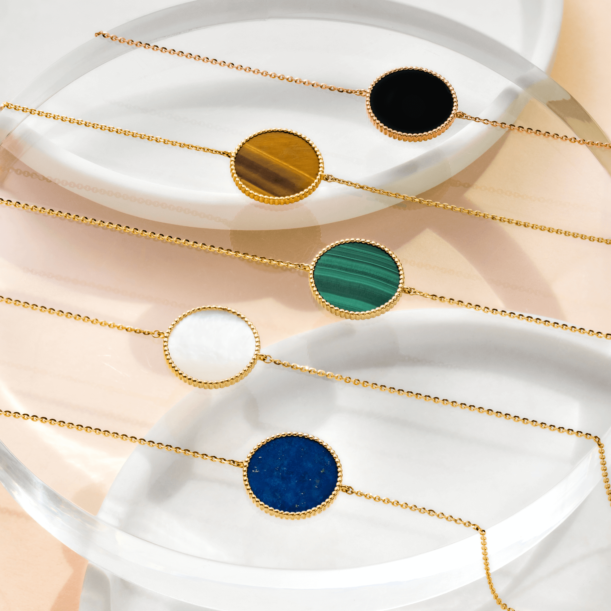 Lepage Colette bracelet Lune Perlée in rose gold and onyx