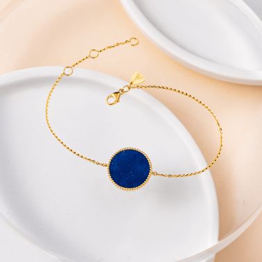Lepage Colette Lune Perlée bracelet yellow gold and lapis lazuli