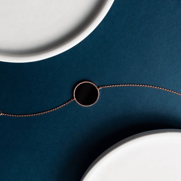 Lepage Colette bracelet Lune Perlée in rose gold and onyx
