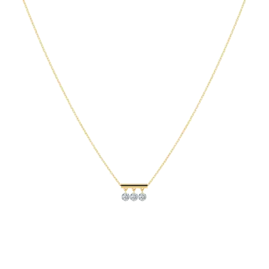 Collier La Brune et La Blonde Pampilles en or jaune 3 diamants taille brillant 0,60 carat - Soldat_PL