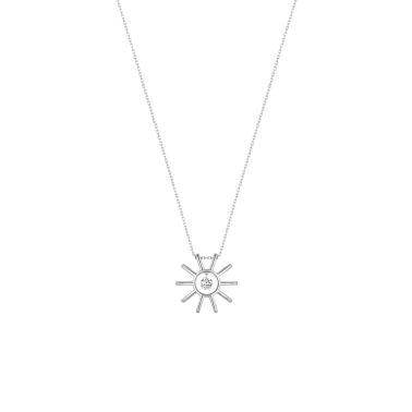 Collier La Brune et La Blonde Lune et Soleil Mini en or blanc et diamant 0,07 carat