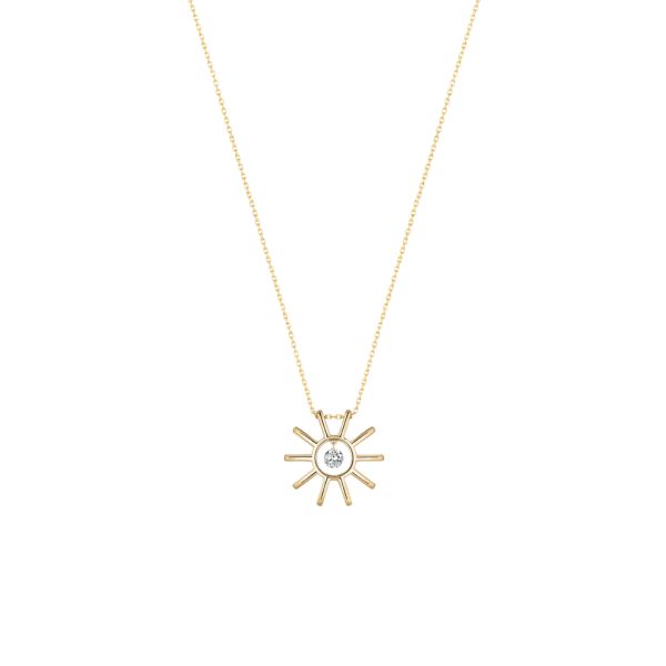Collier La Brune et La Blonde Lune et Soleil Mini en or jaune et diamant 0,07 carat