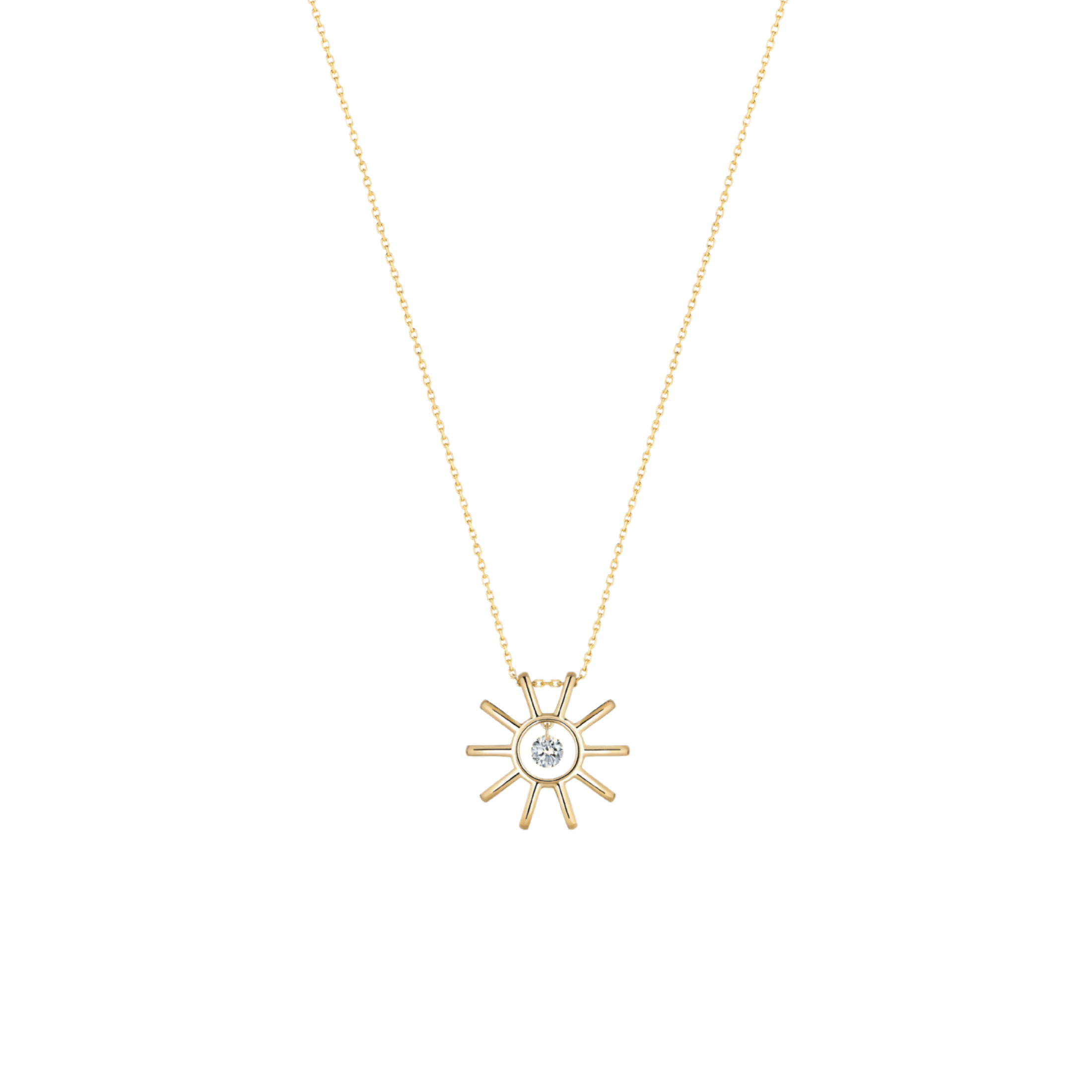 Collier La Brune et La Blonde Lune et Soleil Mini en or jaune et diamant 0,07 carat